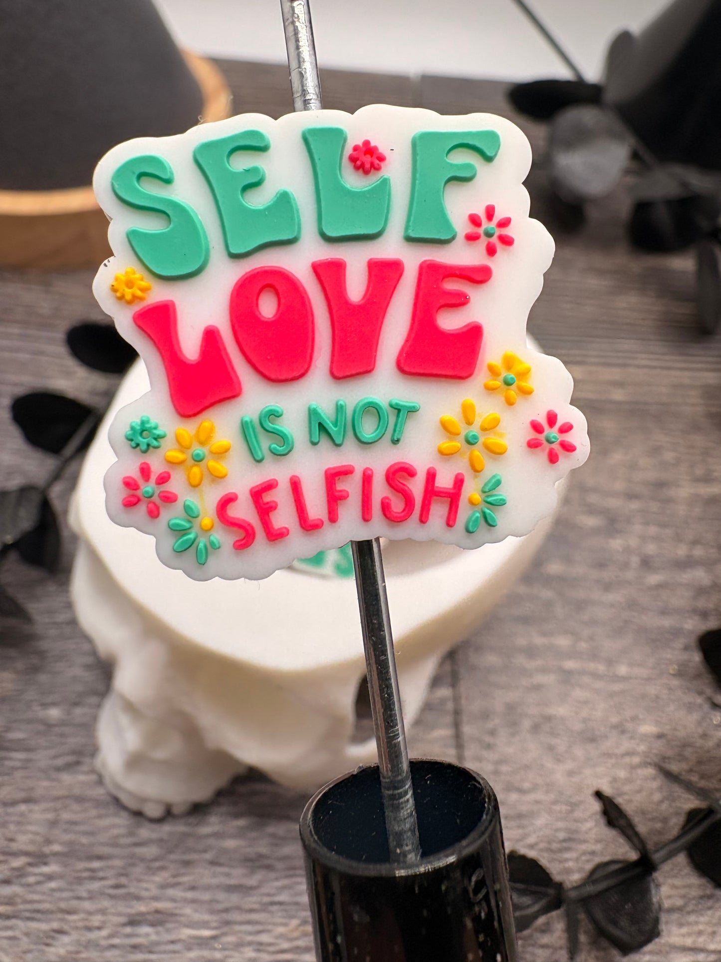 Self Love focal bead, silicone bead, silicone bead for pens, crafting beads, supplies focal, silicone supply bead 30mm