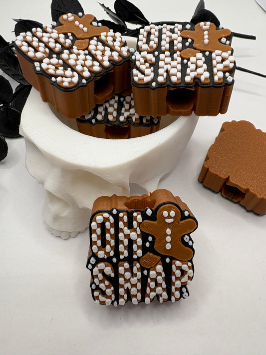 Gingerbread Straw topper beads, straw accessory, bead supplies, keychain beads, big bead, single side printed 36mm