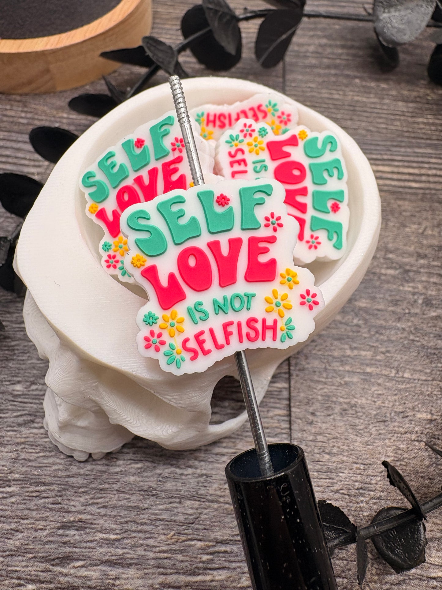 Self Love focal bead, silicone bead, silicone bead for pens, crafting beads, supplies focal, silicone supply bead 30mm