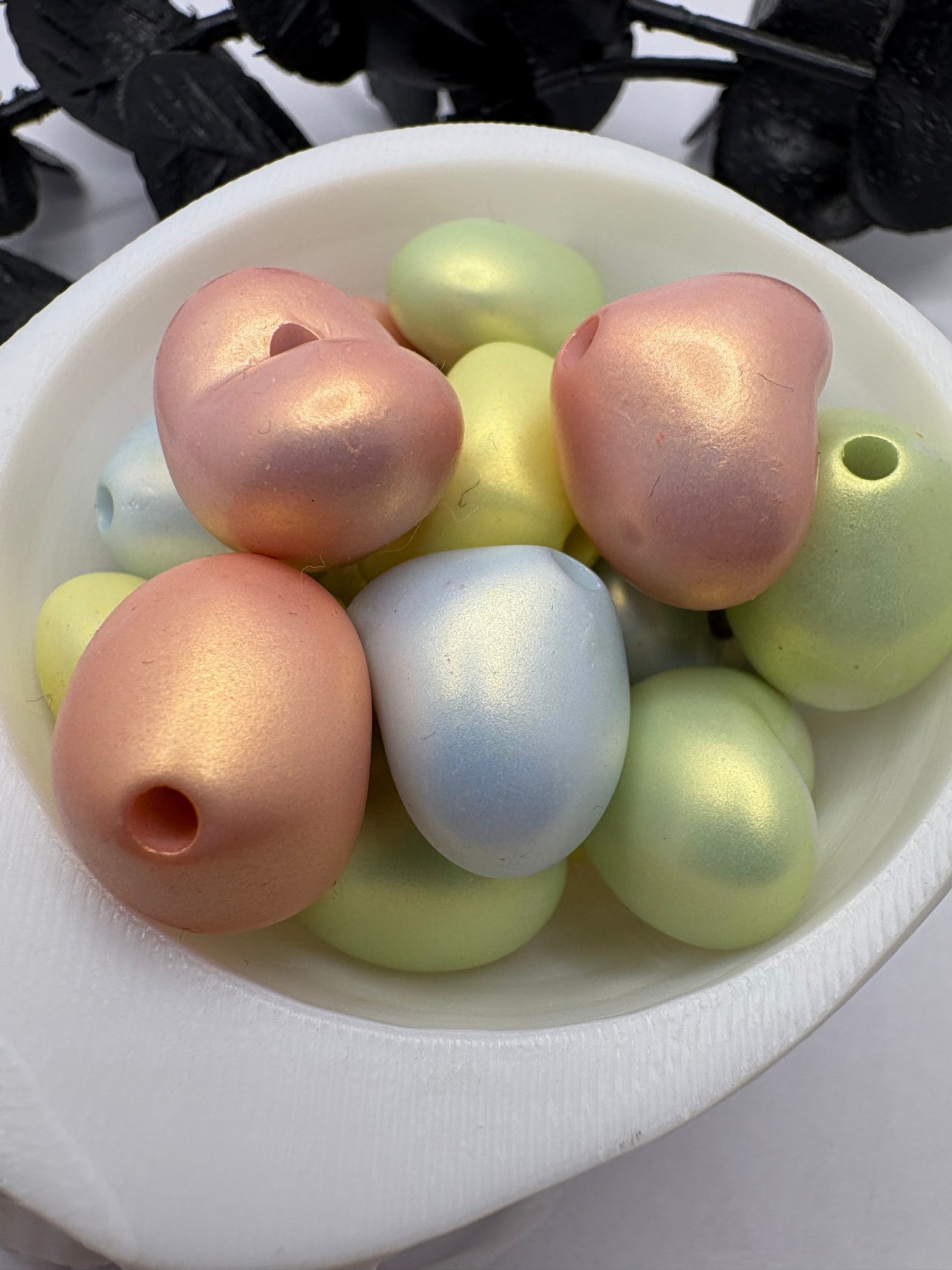 Matte Pearl puff heart 5pc bead, acrylic 14.5mm beads for pens, beading supplies, beading, 5pc color mix