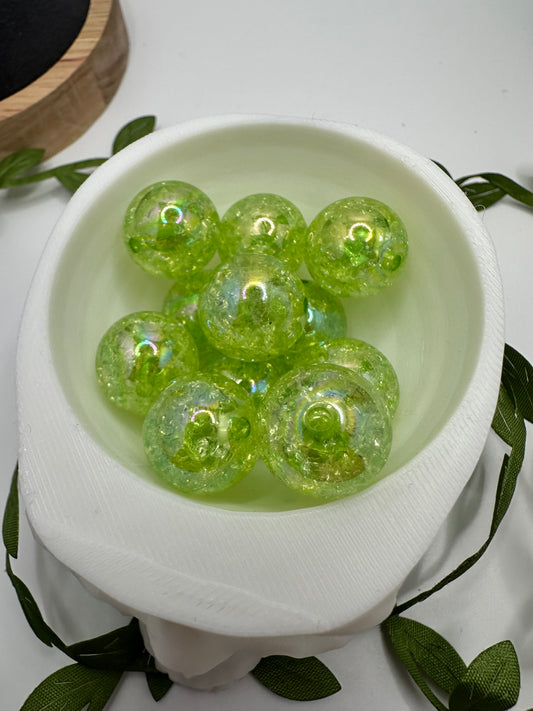Keylime Crackle bubblegum bead, acrylic 15.5mm beads for pens, beading supplies, beading, crackle
