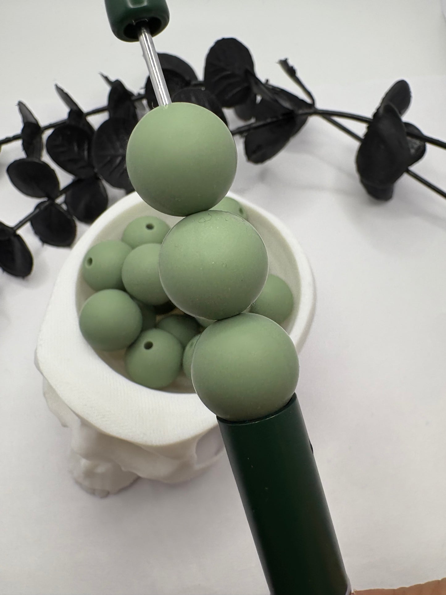 Silicone Mute Green bead, 15mm beads for pens, beading supplies, beading, pvc silicone beads