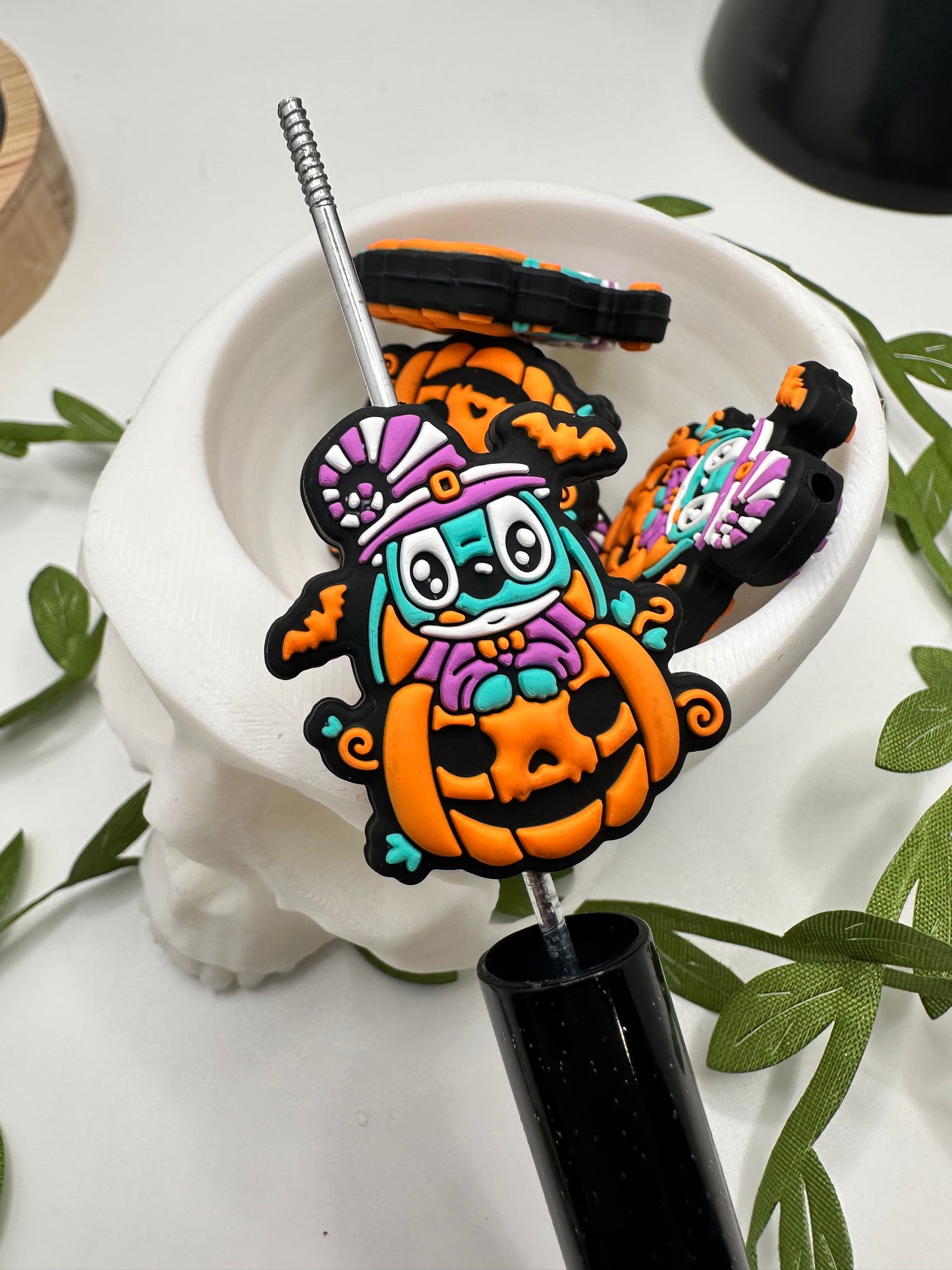 Blue Alien bead for pens, crafting beads, supplies, focal, silicone bead, silicone for beadable items, 1pc 28mm stitch