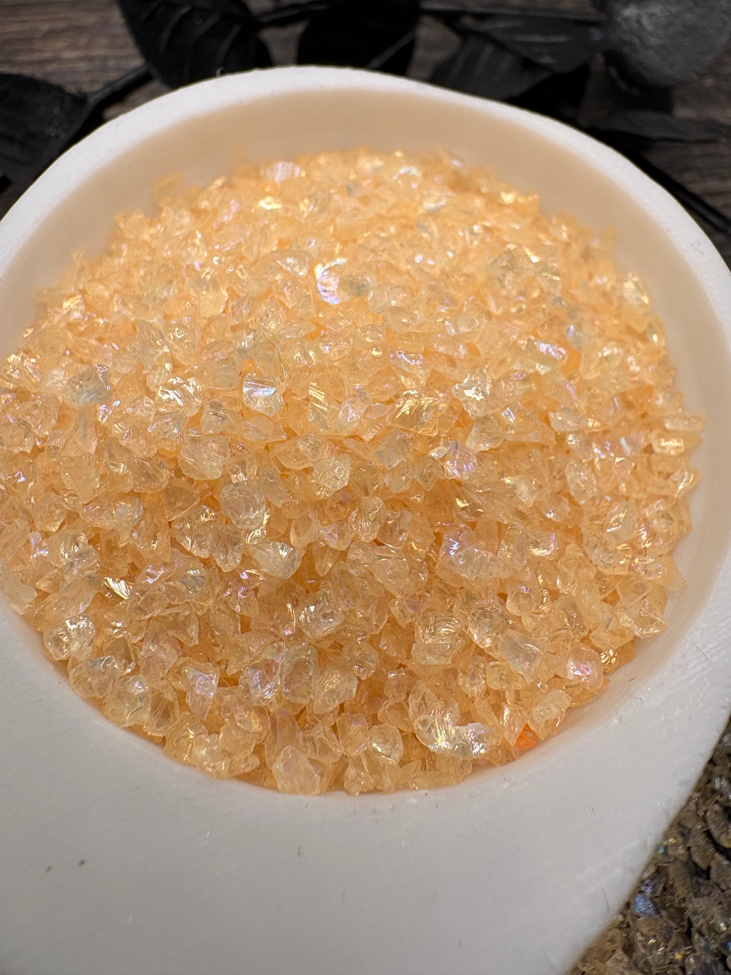 Tangerine Sugar: Crushed glass, Sugar Series 1oz Wt. Not edible