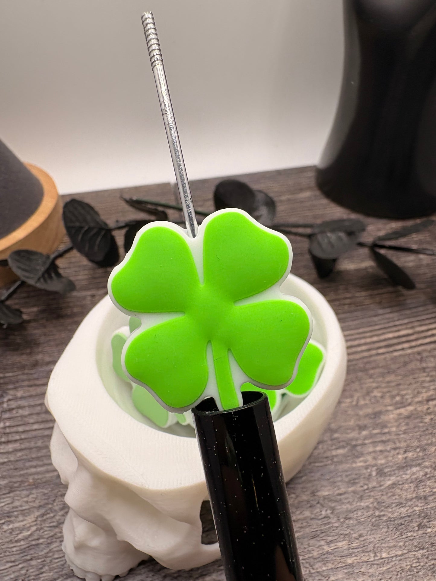 Shamrock clover plain pen bead, crafting beads, supplies, focal, silicone supply bead, silicone focal for beadable items, 29.5mm