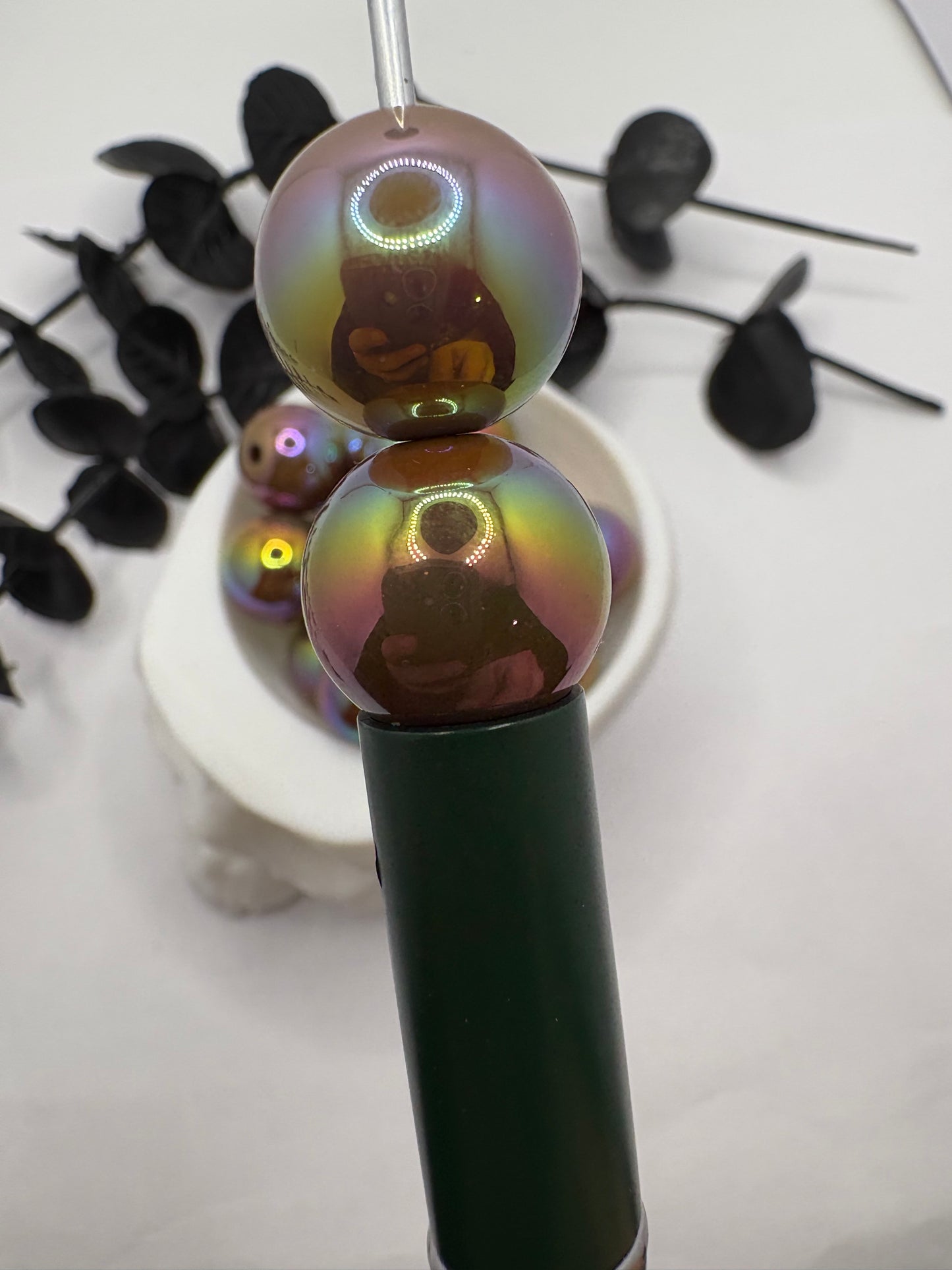 Holo Cocoa bead, acrylic 15.5mm beads for pens, beading supplies, beading