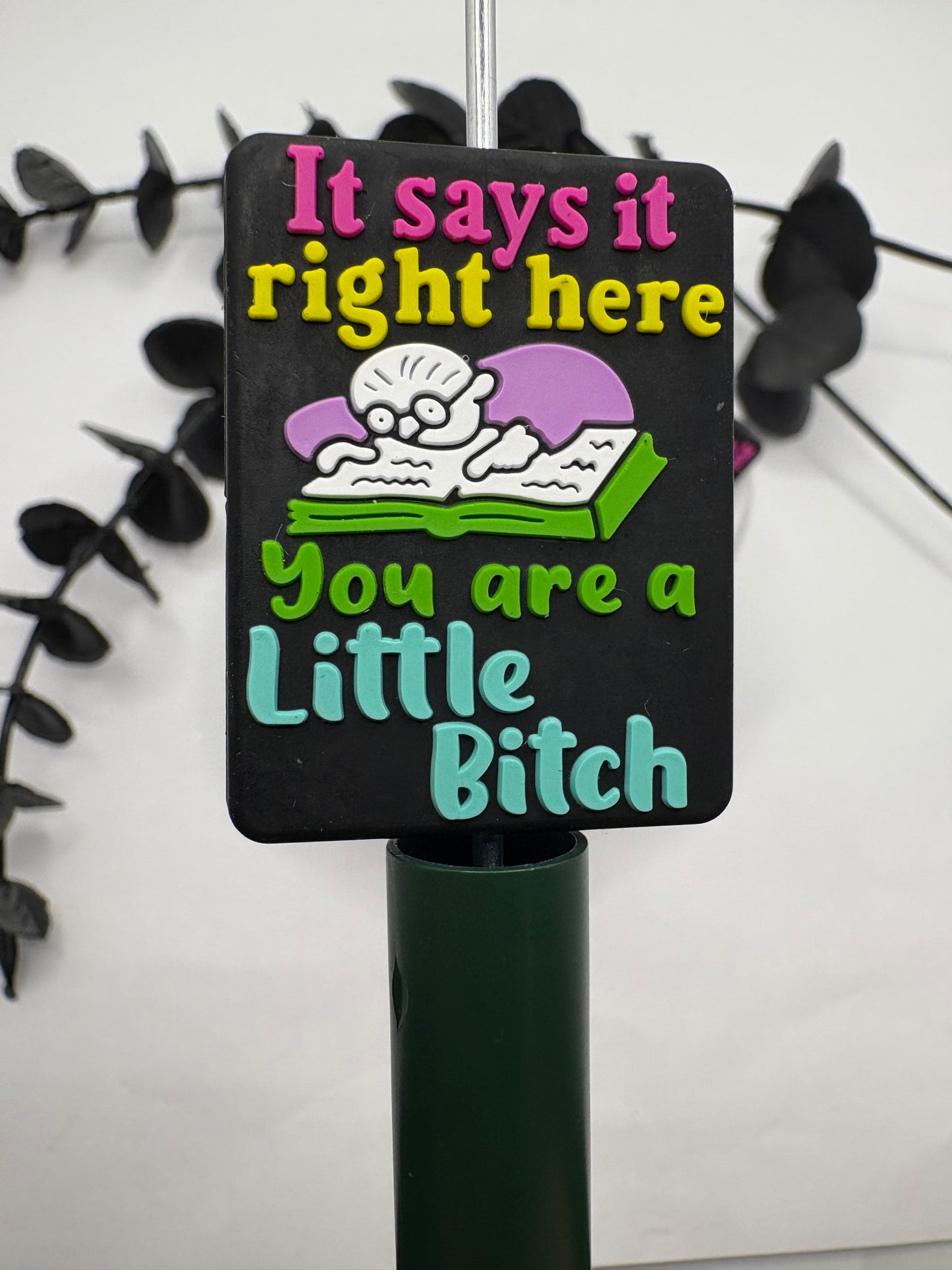 Adult Funny Silicone focal bead, It says it right there, bead for pens, double sided print 38.5mm, 1pc