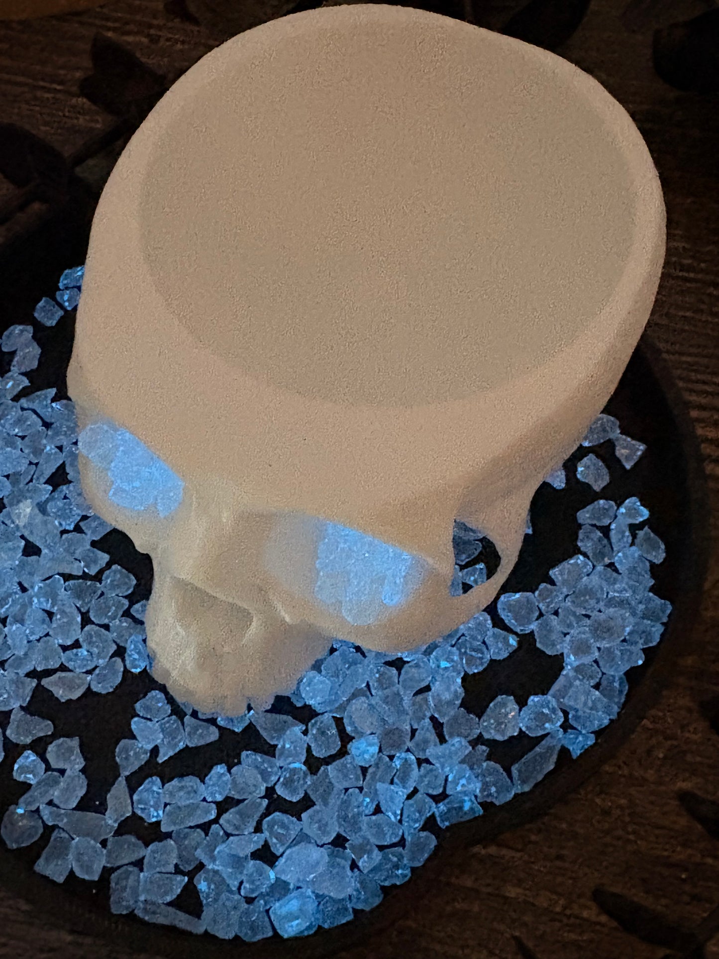 Candy White: UV Activated Blue Glow Crushed glass 1oz Wt. Not edible