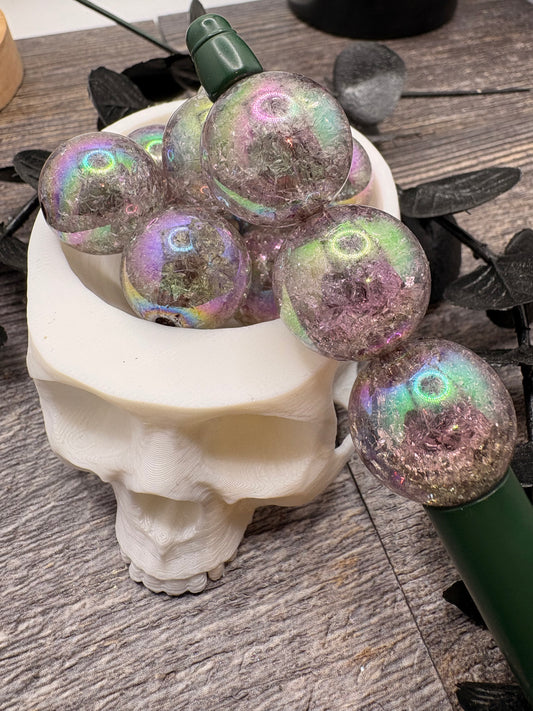 Grey Holo Crackle Acrylic Beads: 20mm, 10pc