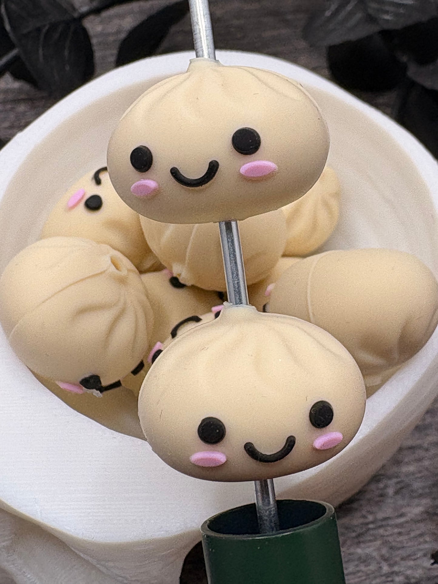 Dumpling 3d, cute silicone bead, beads for pens, focal bead, 23mm, 1pc