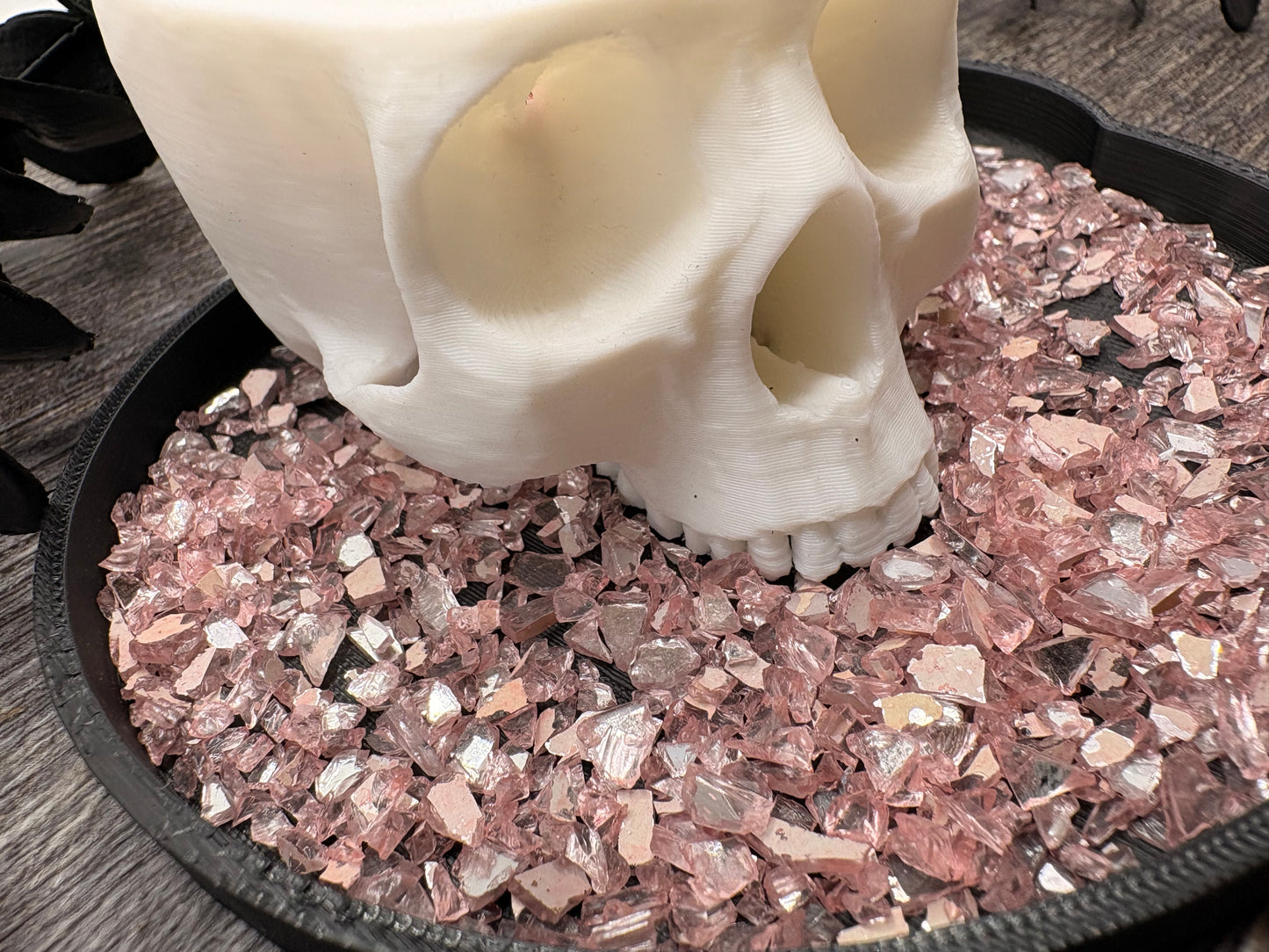 Rose: Translucent Crushed glass, resin fillers, candle making supplies 1oz by weight, crushed glass for crafting