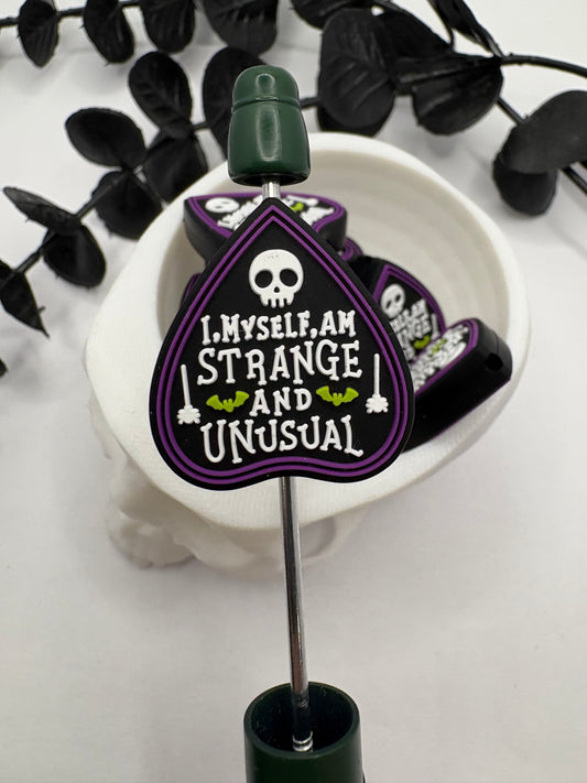 Strange funny Bead, Silicone focal bead, cute bead for pens, double sided print 27mm, 1pc