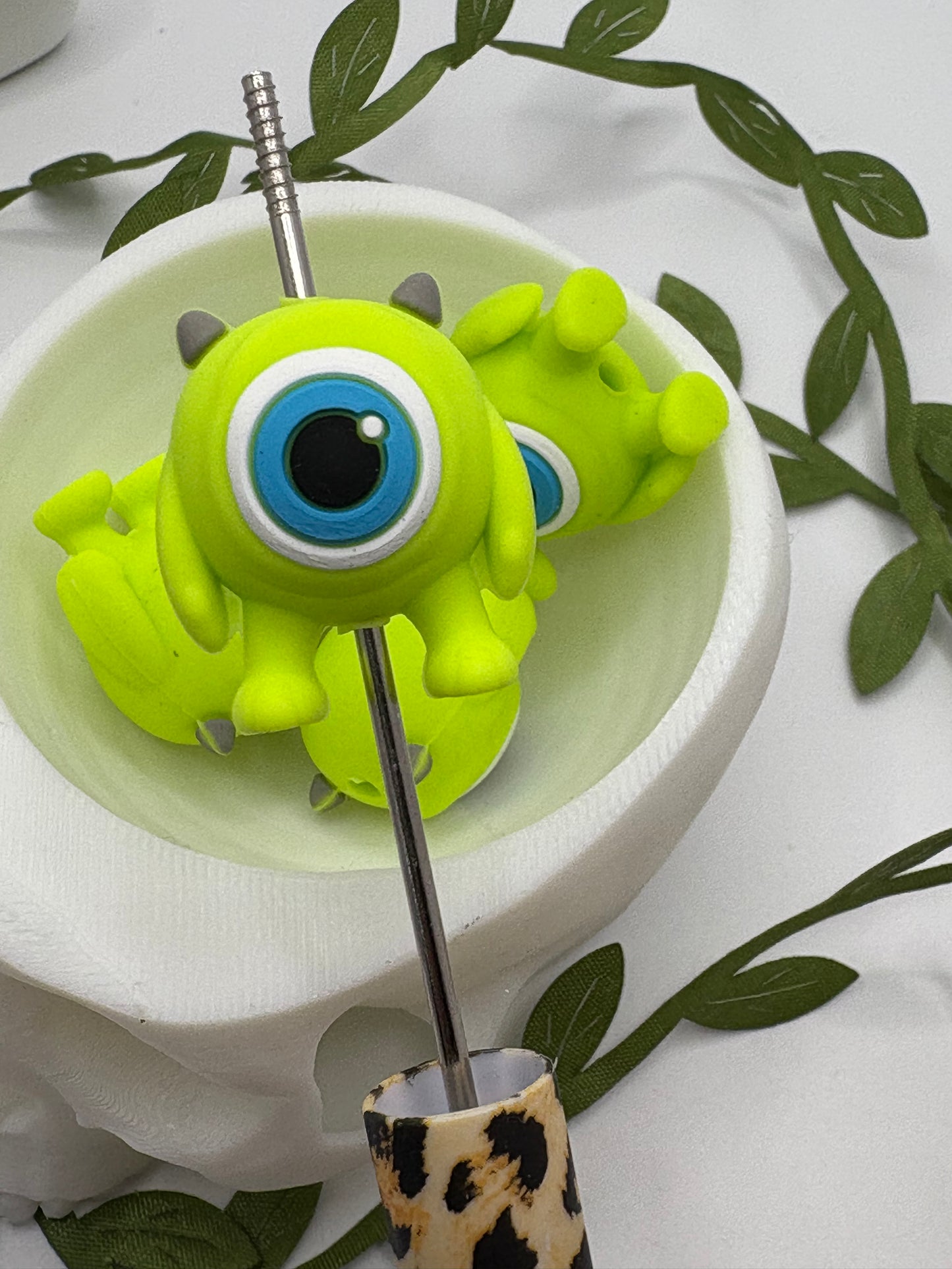 3D Monster, cute silicone bead, beads for pens,  printed silicone bead, focal bead, 24mm, 1pc