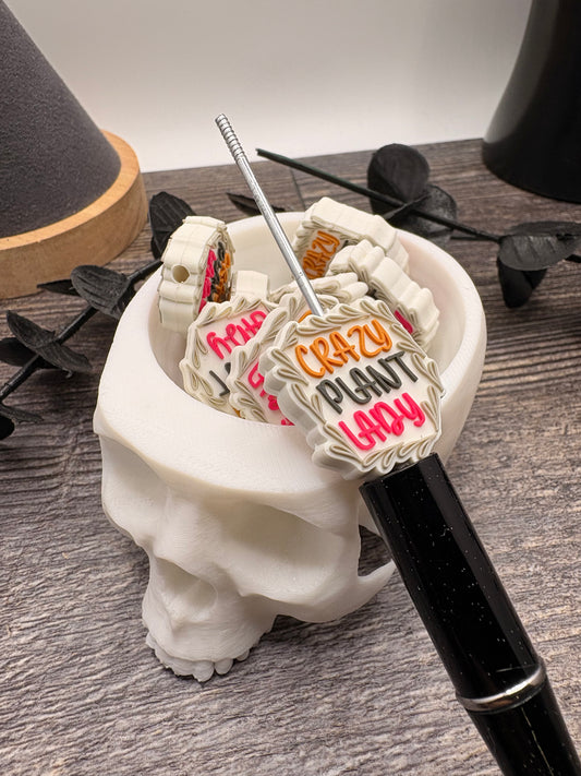 Crazy plant lady Bead, Silicone focal, silicone bead for pens, crafting beads, supply, focal, 25mm