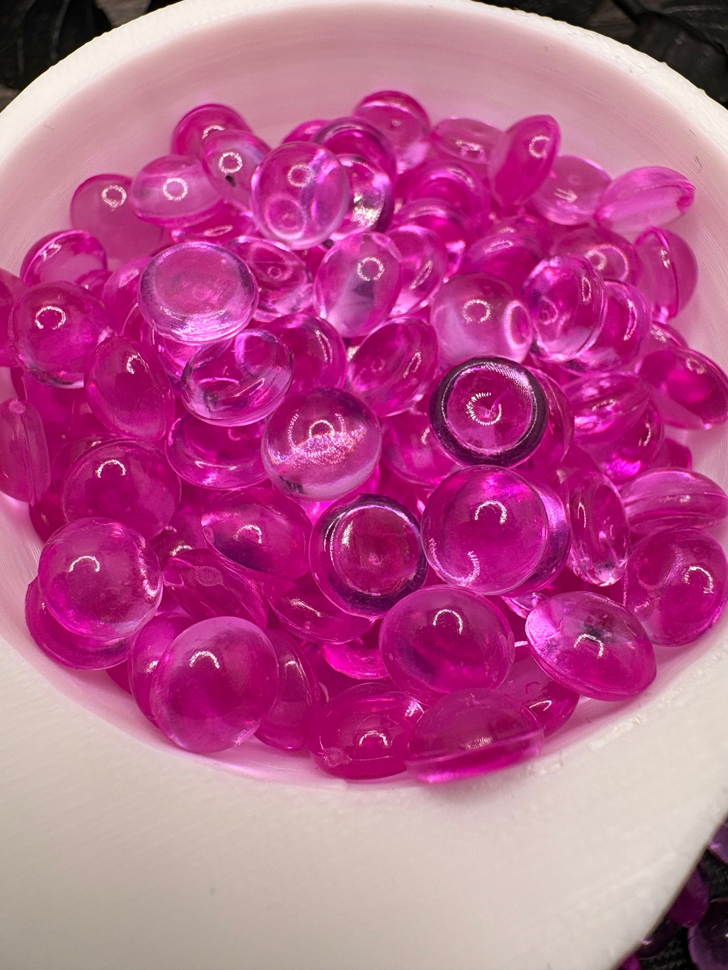 Purple Transparent: Resin Flatback Half Dome Filler, 2oz Wt.