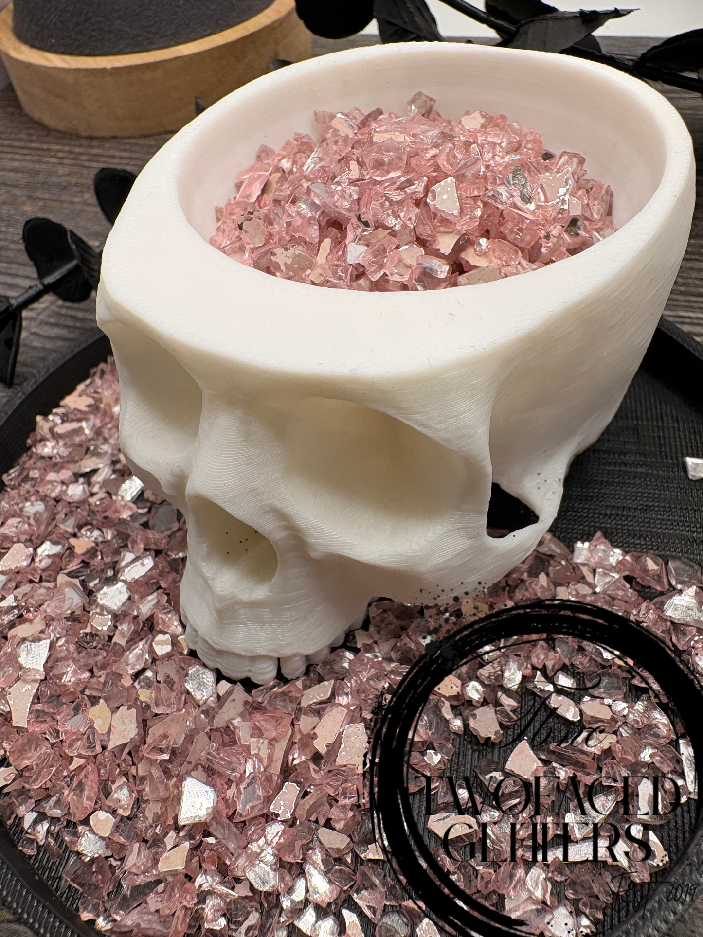 Rose: Translucent Crushed glass, resin fillers, candle making supplies 1oz by weight, crushed glass for crafting