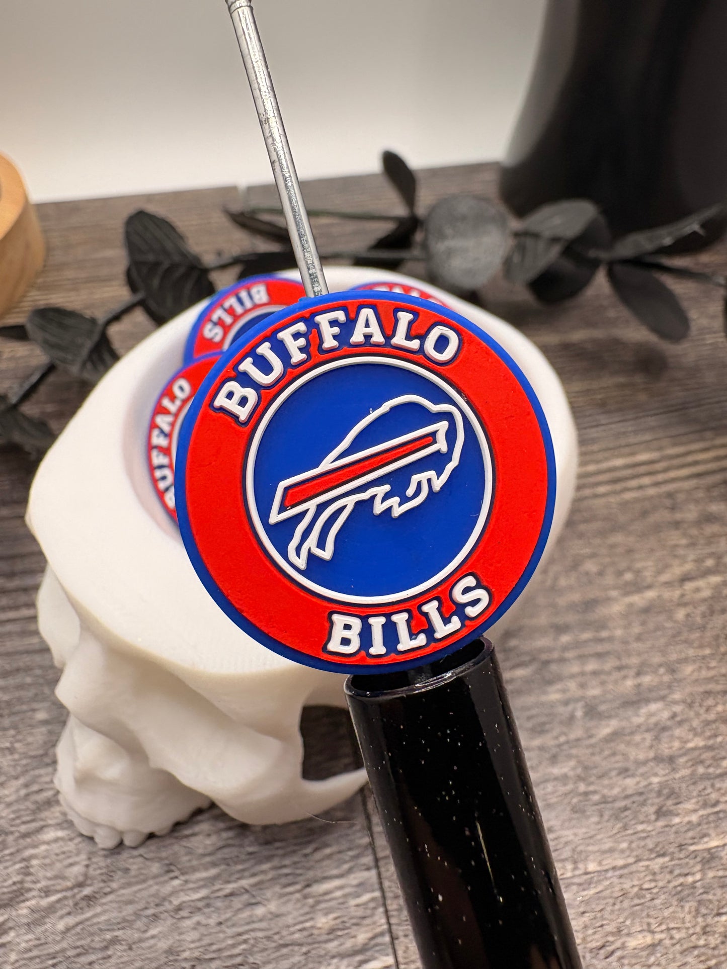 Bills football pen bead colorful, crafting beads, supplies, focal, silicone supply bead, silicone focal for beadable items, 28mm