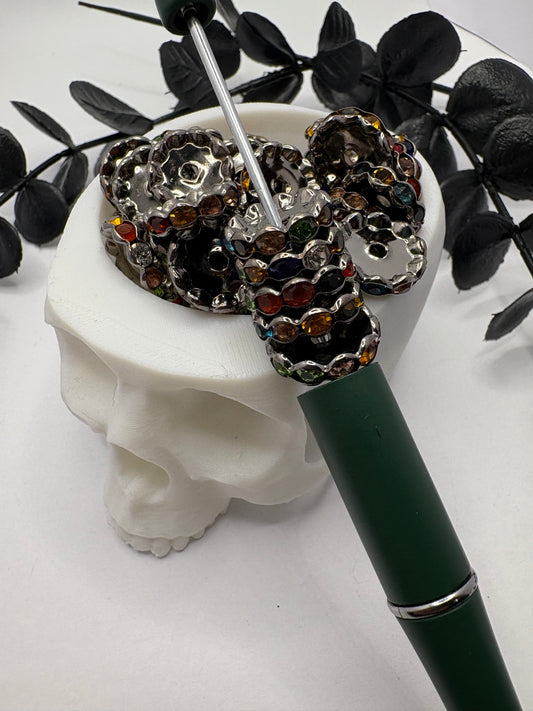 Multicolored Gunmetal Rhinestone bead spacer, 14.5mm for pens, beading supplies, beading, 10pc spacers