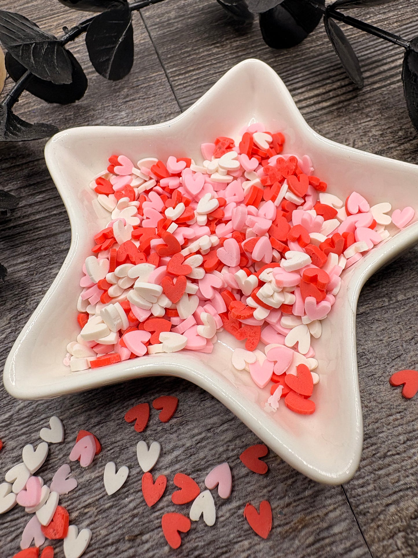 Clay Heart Slice: Red, White and Pink Filler pieces, .5oz Wt.
