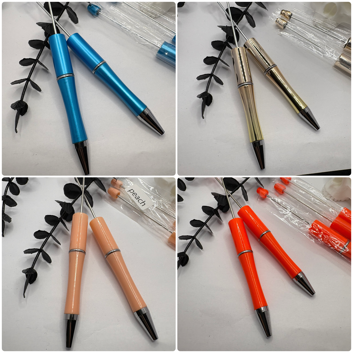 Beadable pen blanks, Beadable black ink, pen for silicone beads, for acrylic beads, pens for crafting, beadable blanks supplies