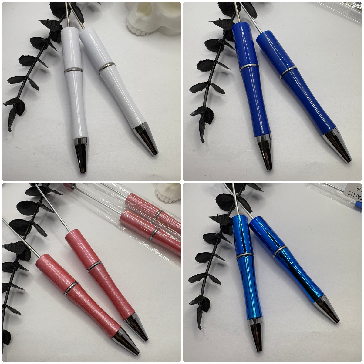 Beadable pen blanks, Beadable black ink, pen for silicone beads, for acrylic beads, pens for crafting, beadable blanks supplies