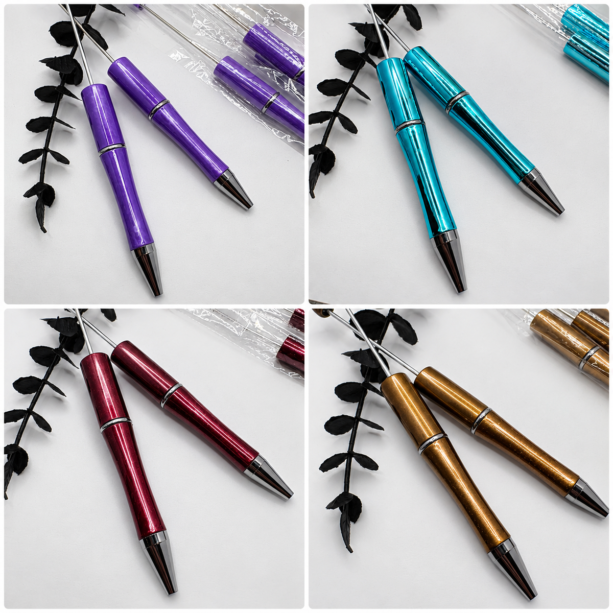 Beadable pen blanks, Beadable black ink, pen for silicone beads, for acrylic beads, pens for crafting, beadable blanks supplies