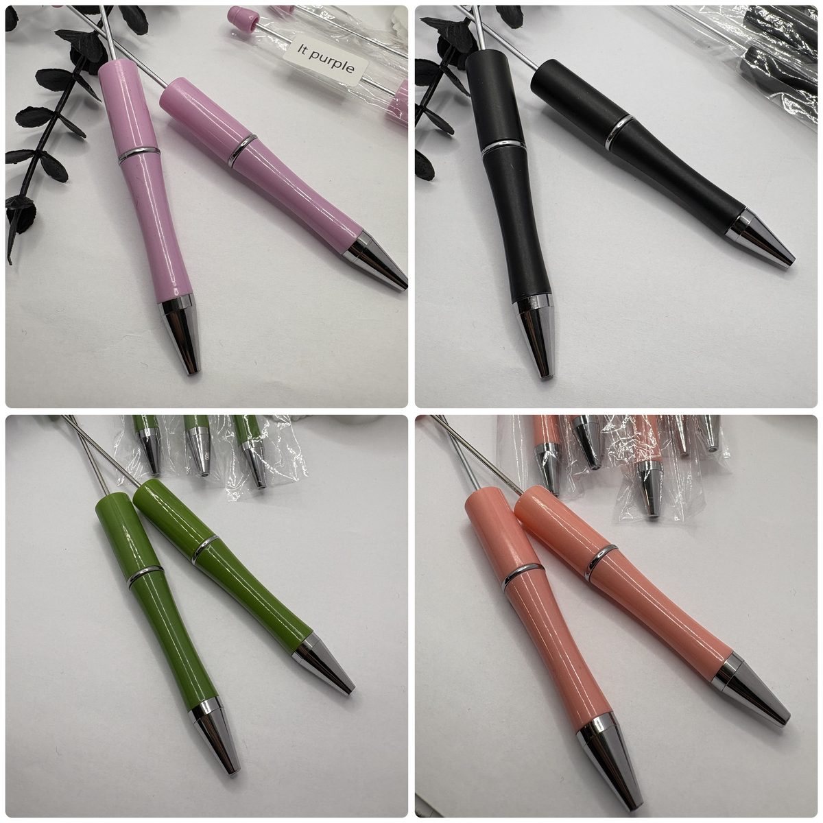 Beadable pen blanks, Beadable black ink, pen for silicone beads, for acrylic beads, pens for crafting, beadable blanks supplies