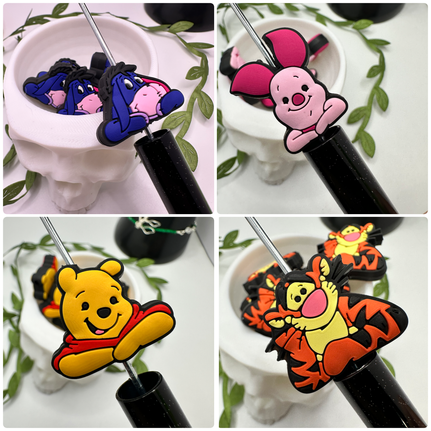 Pooh Crew Nostalgic bead for pens, crafting beads, supplies, focal, silicone for beadable items, single