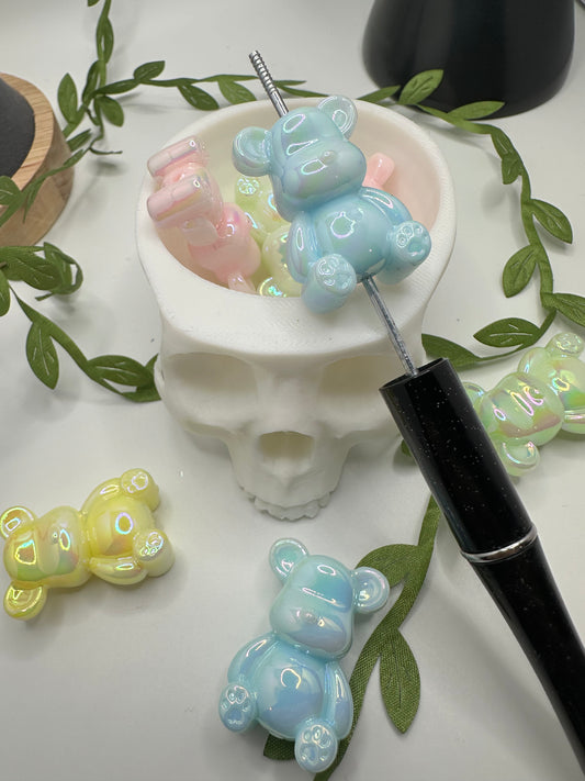 Bears bead, acrylic beads for pens, beading supplies, beading, luminescent uv activated 33mm