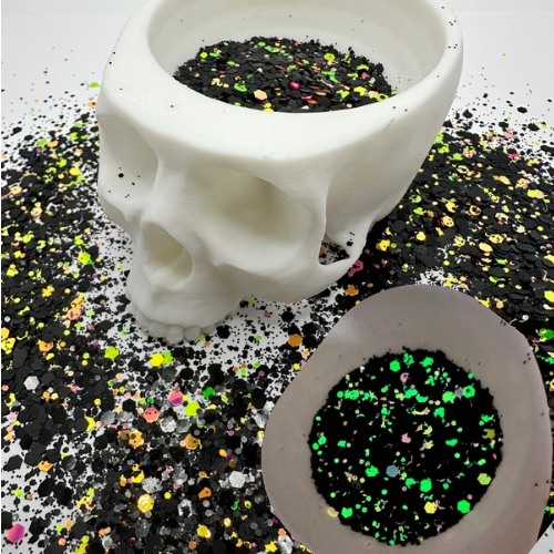 Lights Out: uv glow chunky glitter mix, crafting supplies glitter, resin supplies, resin glitter, mix holo glitter .5oz by wt.