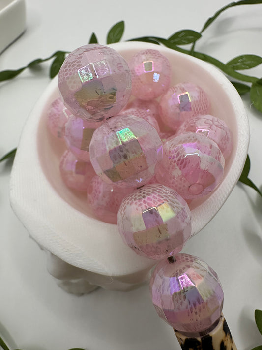 Pink Lace bubblegum bead, acrylic 15mm beads for pens, beading supplies, beading, Powder Pink