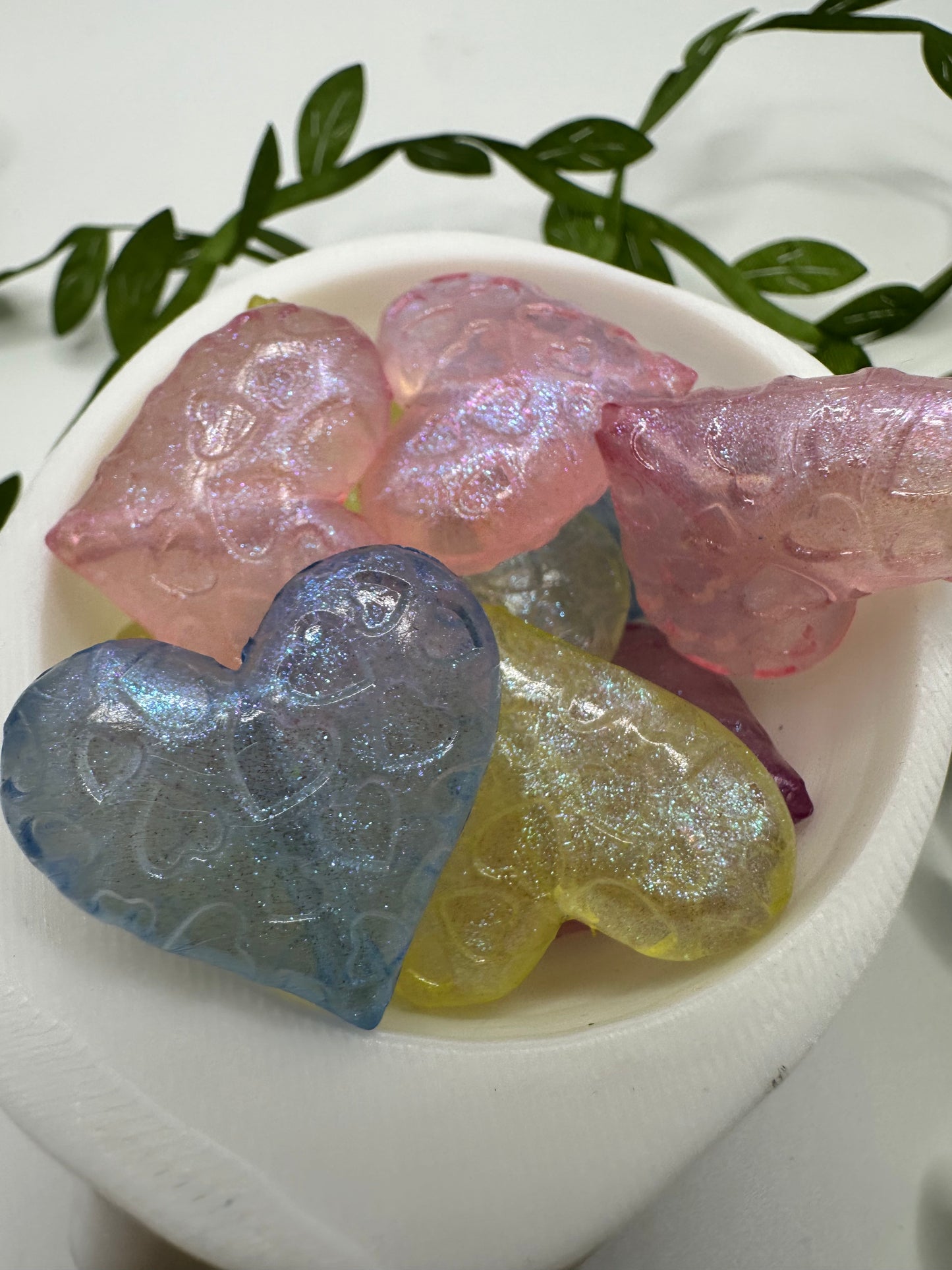 Iridescent multicolor Hearts bead, acrylic 25mm beads for pens, beading supplies, beading, 5pc bag