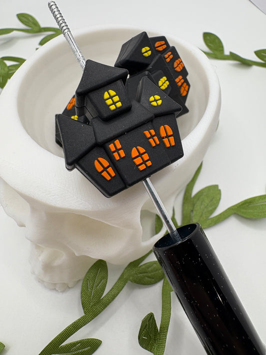Haunted House 3d, cute silicone bead, beads for pens, printed silicone bead, focal bead, 28mm, 1pc