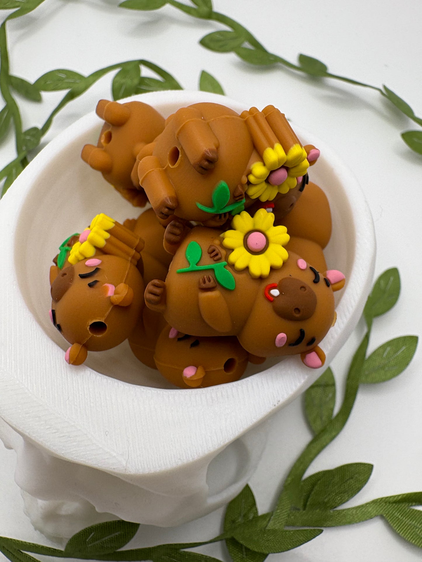 Capybara bead 3d, cute silicone bead, beads for pens, printed silicone bead, focal bead, 26.5mm, 1pc