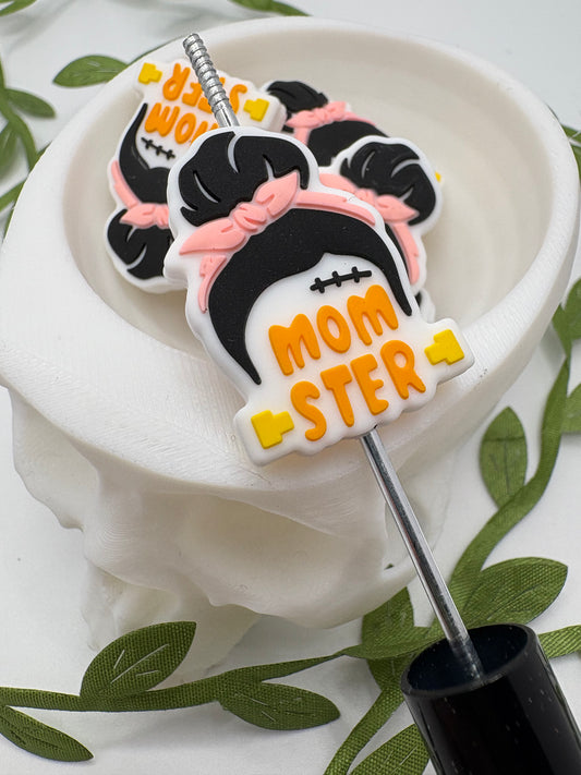 Mom monster bead, bead for pens, crafting beads, supplies focal, supply bead, silicone focal beadable items, 1pc, 30mm