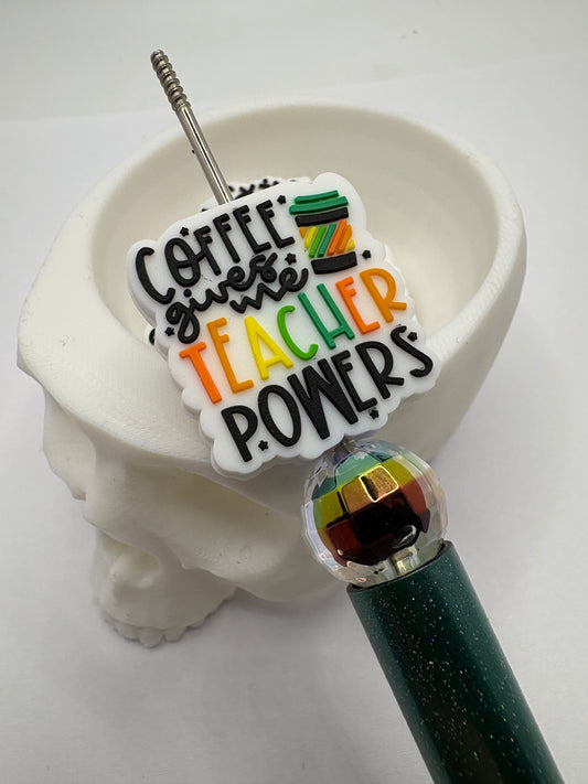 Coffee teaching focal bead, silicone bead, silicone bead for pens, crafting beads, supplies, focal, silicone supply bead 28.5mm