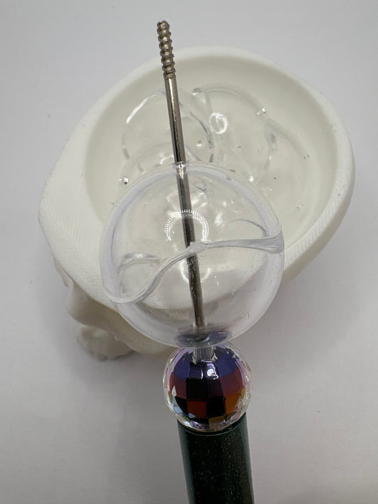 2pc Clear Bead caps, acrylic 29mm beads for pens, beading supplies, beading, 2pc - 1 set