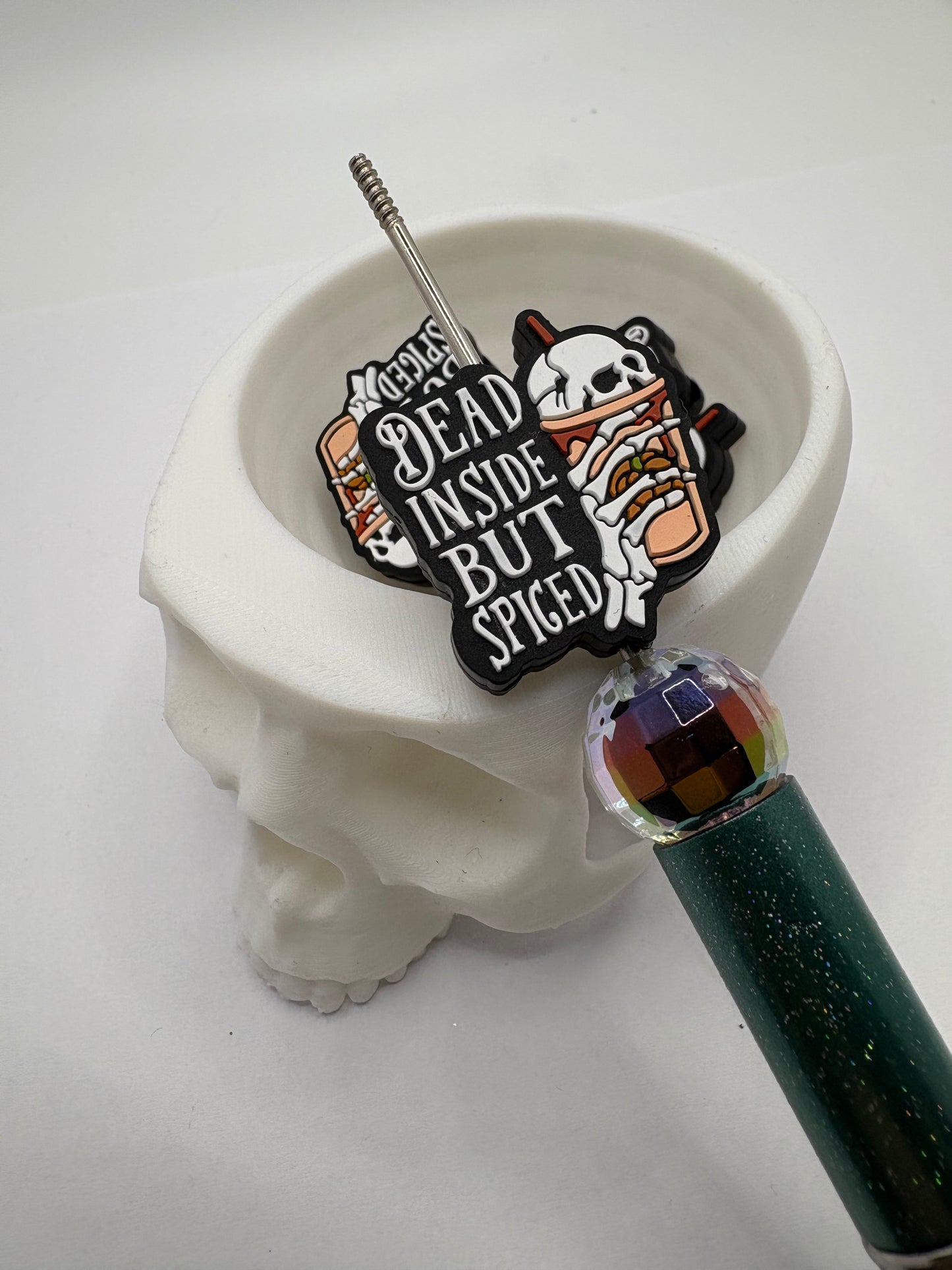 Dead inside but spiced bead, bead for pens, crafting beads, supplies focal, silicone focal beadable items, 1pc, 28mm