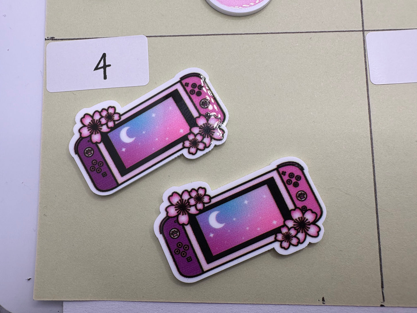 Gaming flatback acrylic planar pair, handheld gaming devices, badge reel accessories, crafting flatbacks, Beadwork/Scrapbooking/Beading/Native Beadwork 2pc