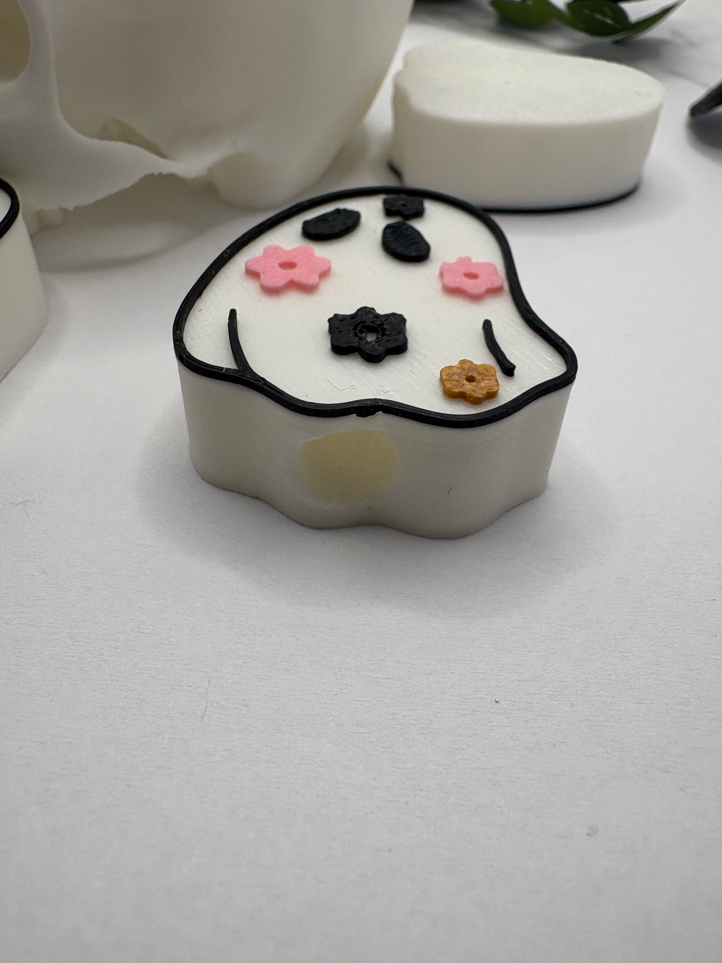 Floral Ghost Straw topper beads, straw accessory, bead supplies, keychain beads, big bead, single side printed, 1pc