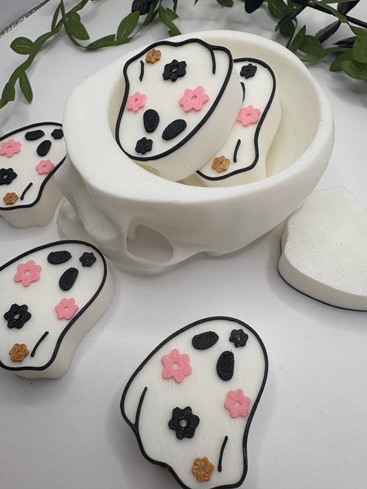 Floral Ghost Straw topper beads, straw accessory, bead supplies, keychain beads, big bead, single side printed, 1pc