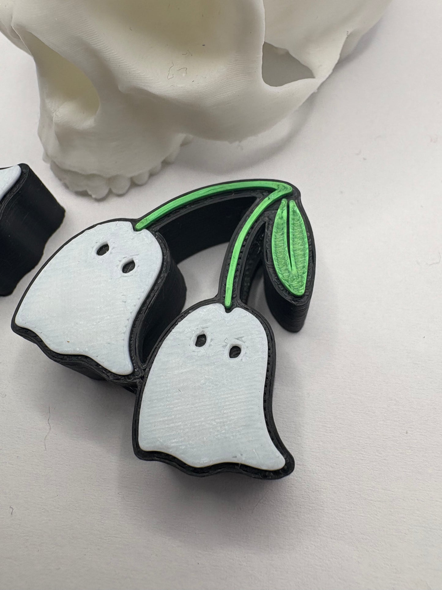 Ghost cherries Straw topper beads, straw accessory, bead supplies, keychain beads, big bead, single side printed, 1pc