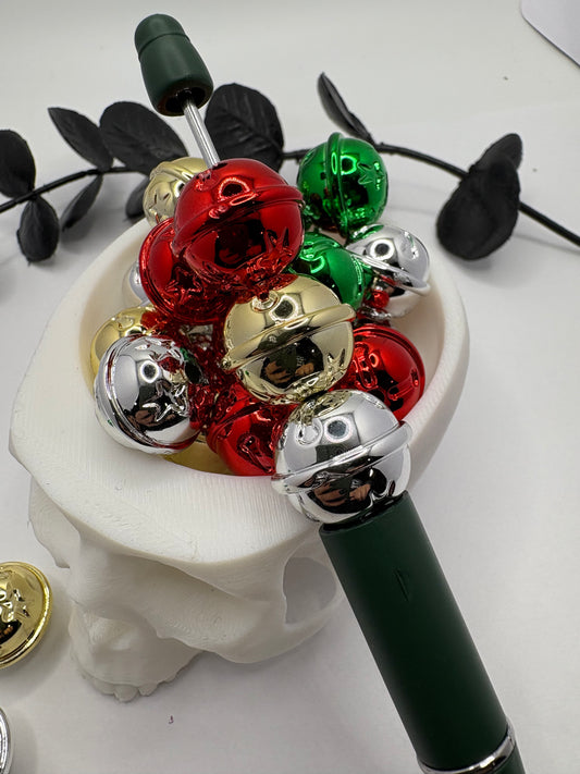 Mixed Bells red green bubblegum bead, acrylic 15.5mm beads for pens, beading supplies, beading, xmas