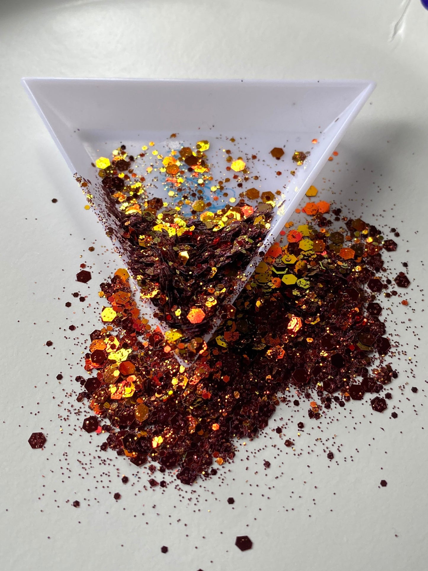 Ember: Chameleon color shifting chunky glitter mix, red/orange color shifting glitter, custom mix, plastic glitter, resin glitter, crafting