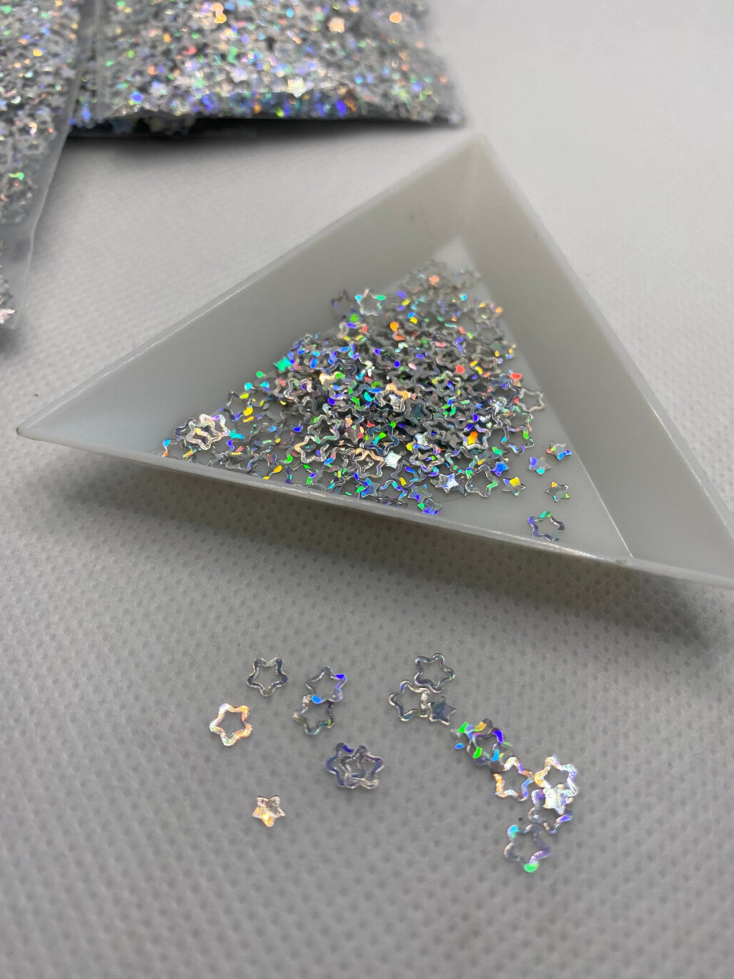 SILVER holographic star sequins, 2 design star sequins, resin fillers, crafting supplies, resin sequins, stars holo nail accessories, epoxy