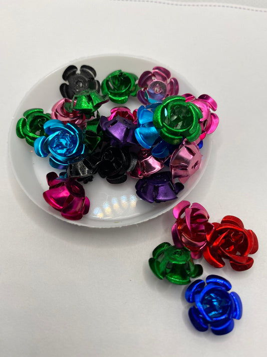 8mm aluminum roses, multicolored roses resin crafting, 25pc per bag, metal roses, roses bundle, resin fillers