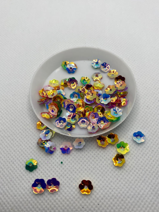 Multi colored holographic flower sequins, floral sequins, resin fillers, crafting supplies, resin sequins, flower nail accessories