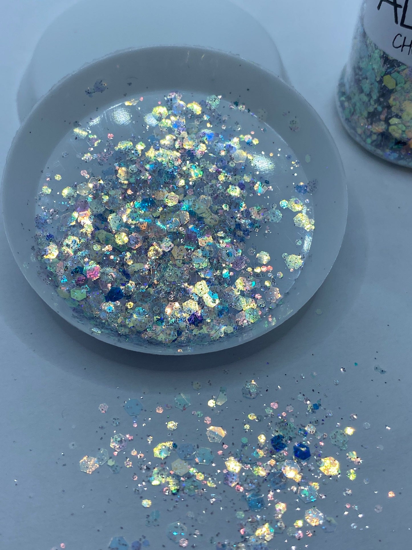 Alice Blue: holo-chunky glitter mix, crafting supplies glitter, custom mix, resin supplies, resin glitter, mix holo glitter