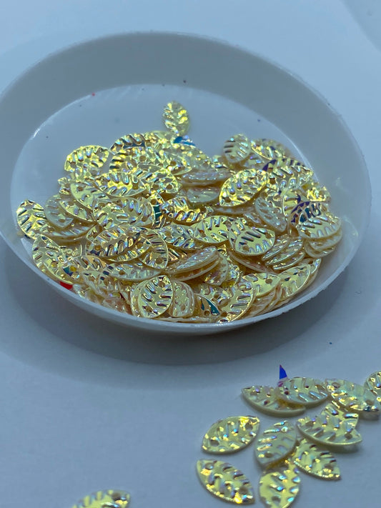 HOLO-CREME: holographic leaf sequins, foliage sequins, resin fillers, crafting supplies, resin sequins, leaf nail accessories, leafs