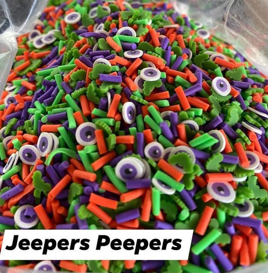 Jeepers Peepers Halloween clay slice filler, 15gram Halloween clay mix, spooky clay slices, resin supplies, craft supplies